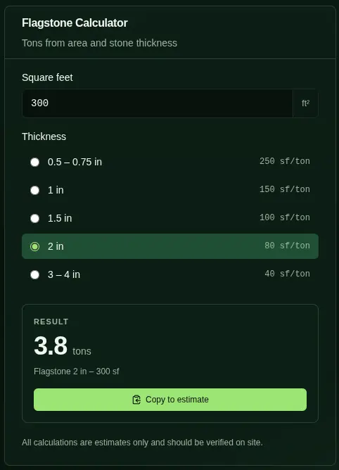 Flagstone calculator in PingLeaf