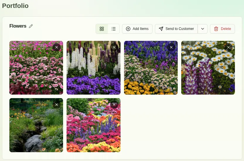 Portfolio of flower garden projects in PingLeaf